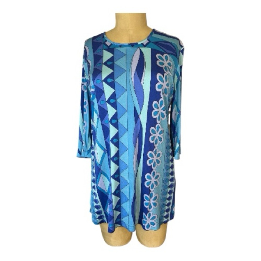 Averardo Bessi Vtg 70’s Silk Mod Geo Floral Print Tunic Top/Micromini